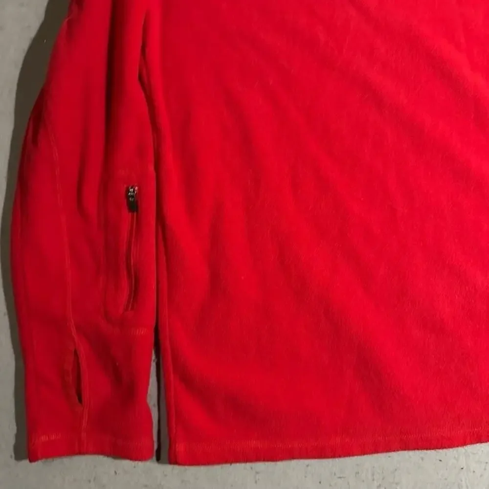 The North Face Quarter Zip Fleece Jacket Mens Large Red Hiking Outdoors